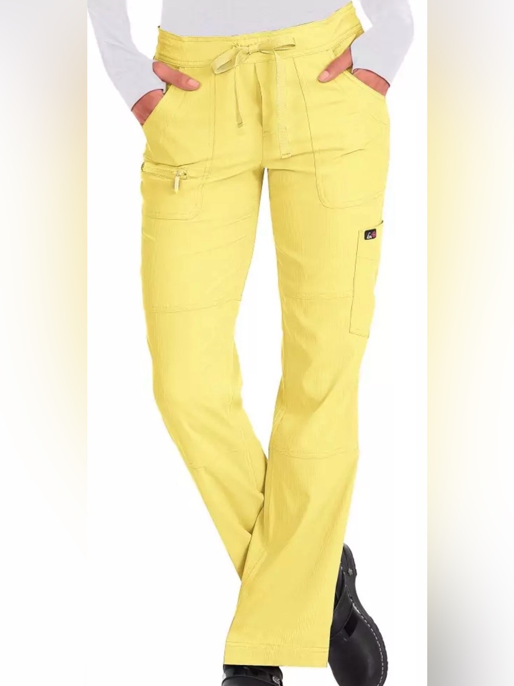Koi Lite Yellow Cargo Scrub Pants Size Medium Tall